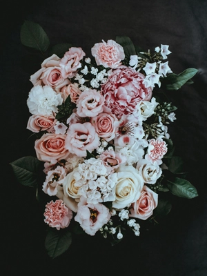 pink and white just because flower bouquet